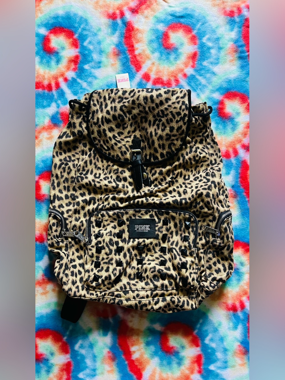 Vintage Victoria's Secret PINK Leopard Print Canvas Backpack